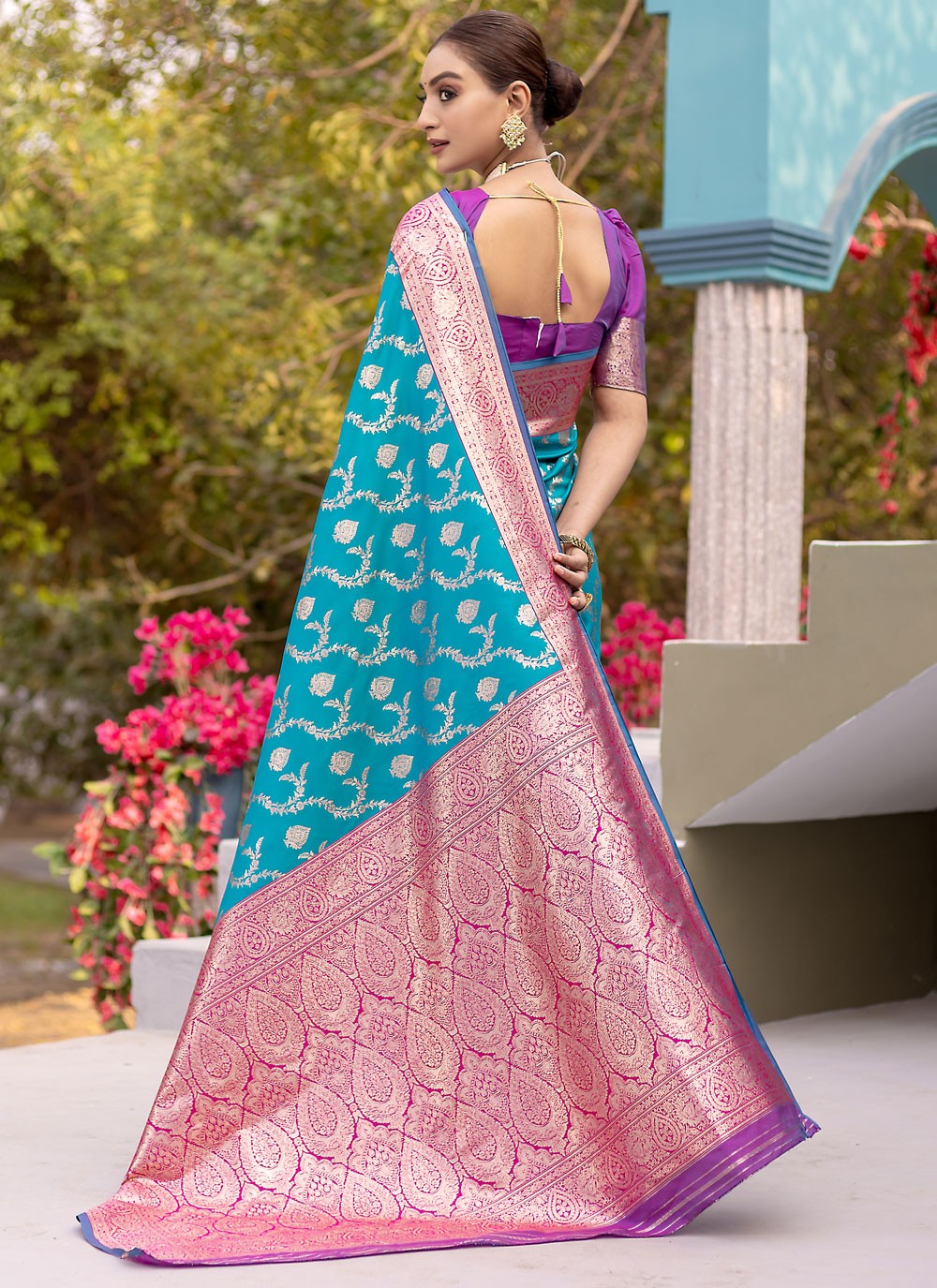 Classic Weaving Zari Satin Silk Purple Saree - S10787