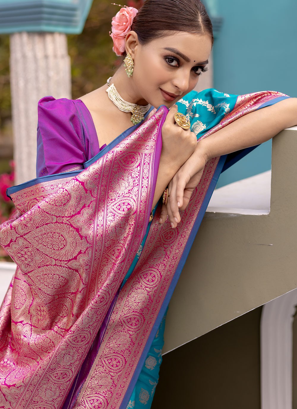 Classic Weaving Zari Satin Silk Purple Saree - S10787