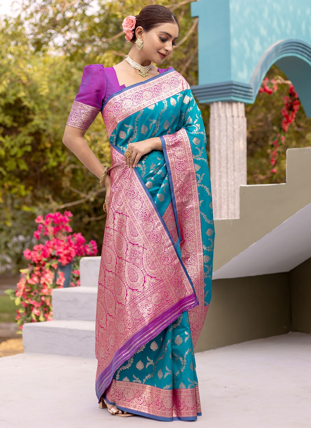 Classic Weaving Zari Satin Silk Purple Saree - S10787