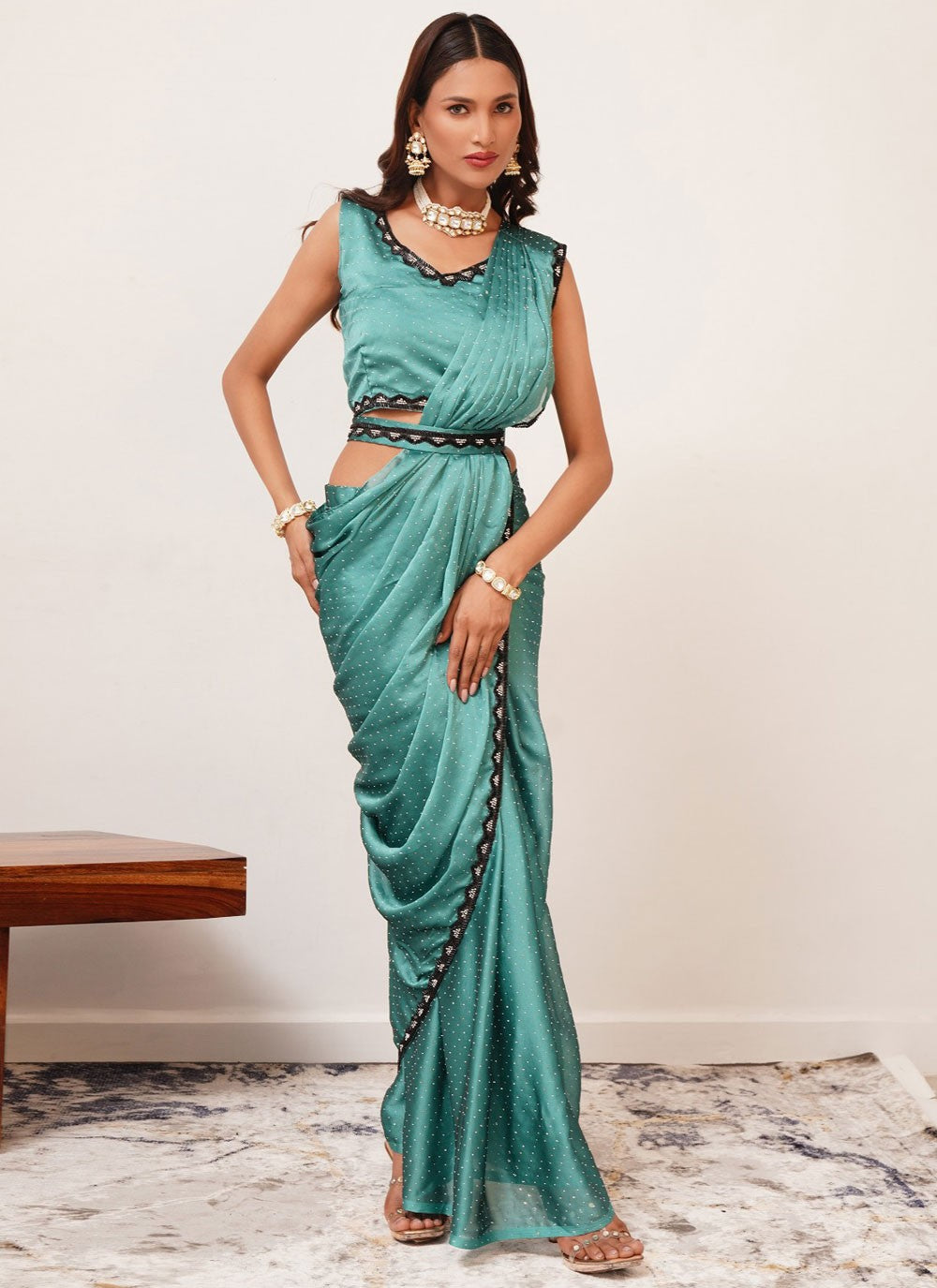 Classic Stones Satin Silk Saree - S9817