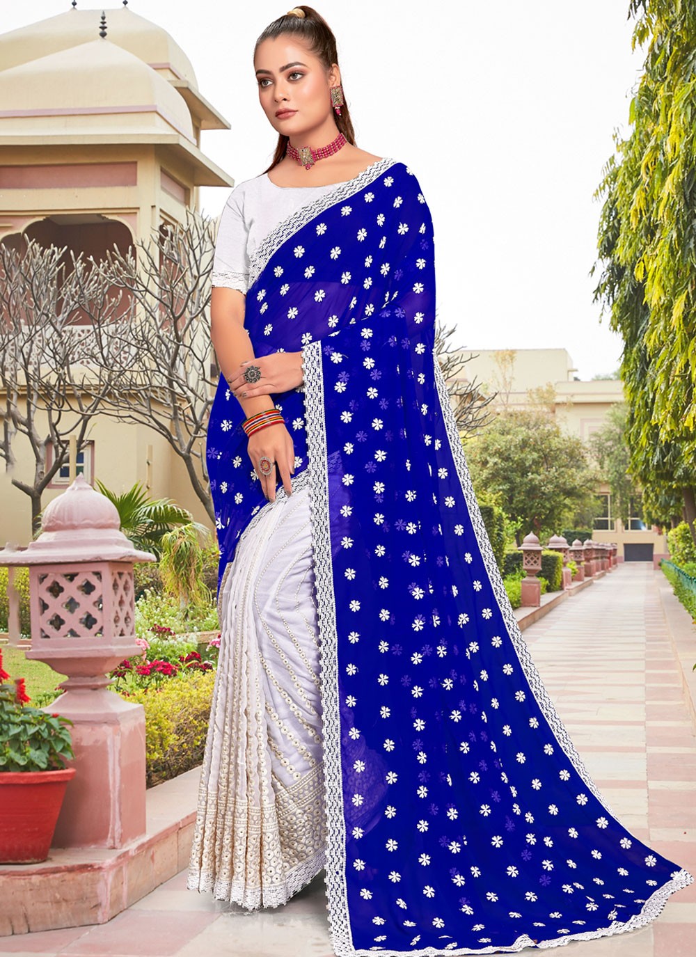 Classic Embroidered Georgette Saree - S3931