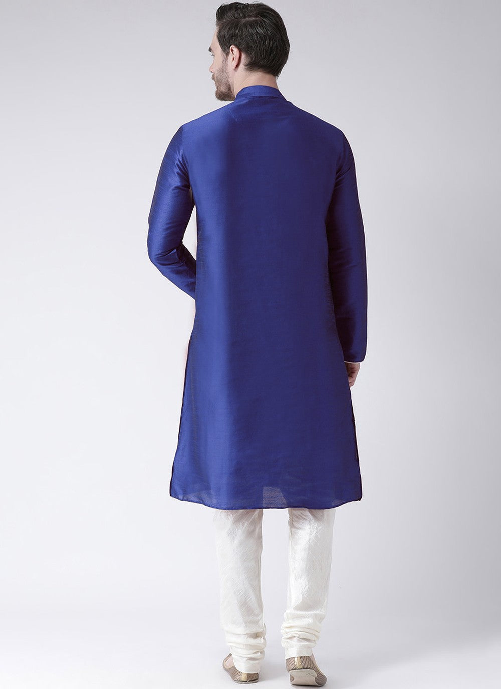 Embroidered Art Dupion Silk Blue Kurta Pyjama - M4214