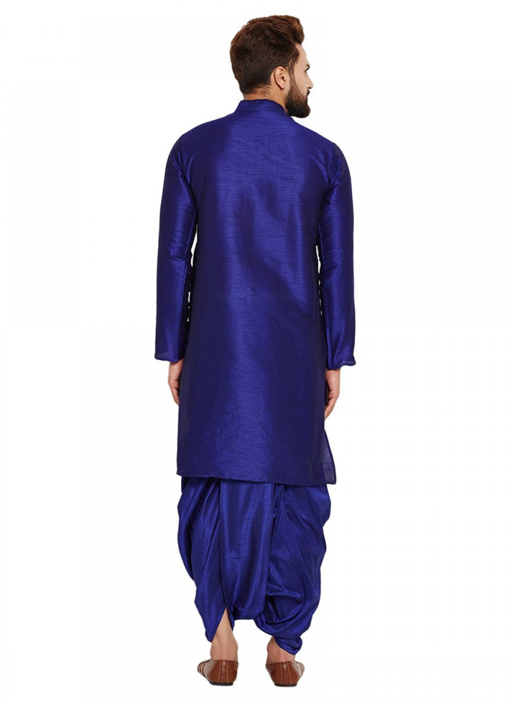 Plain Art Dupion Silk Blue Kurta Pyjama - M1139