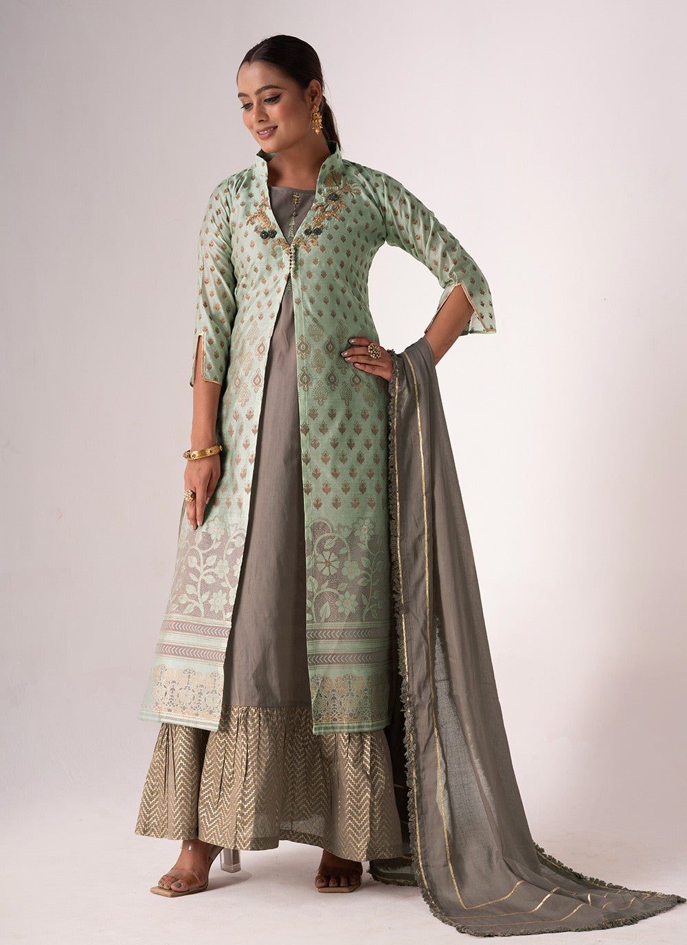 Tussar Silk Palazzo Suit - T3099