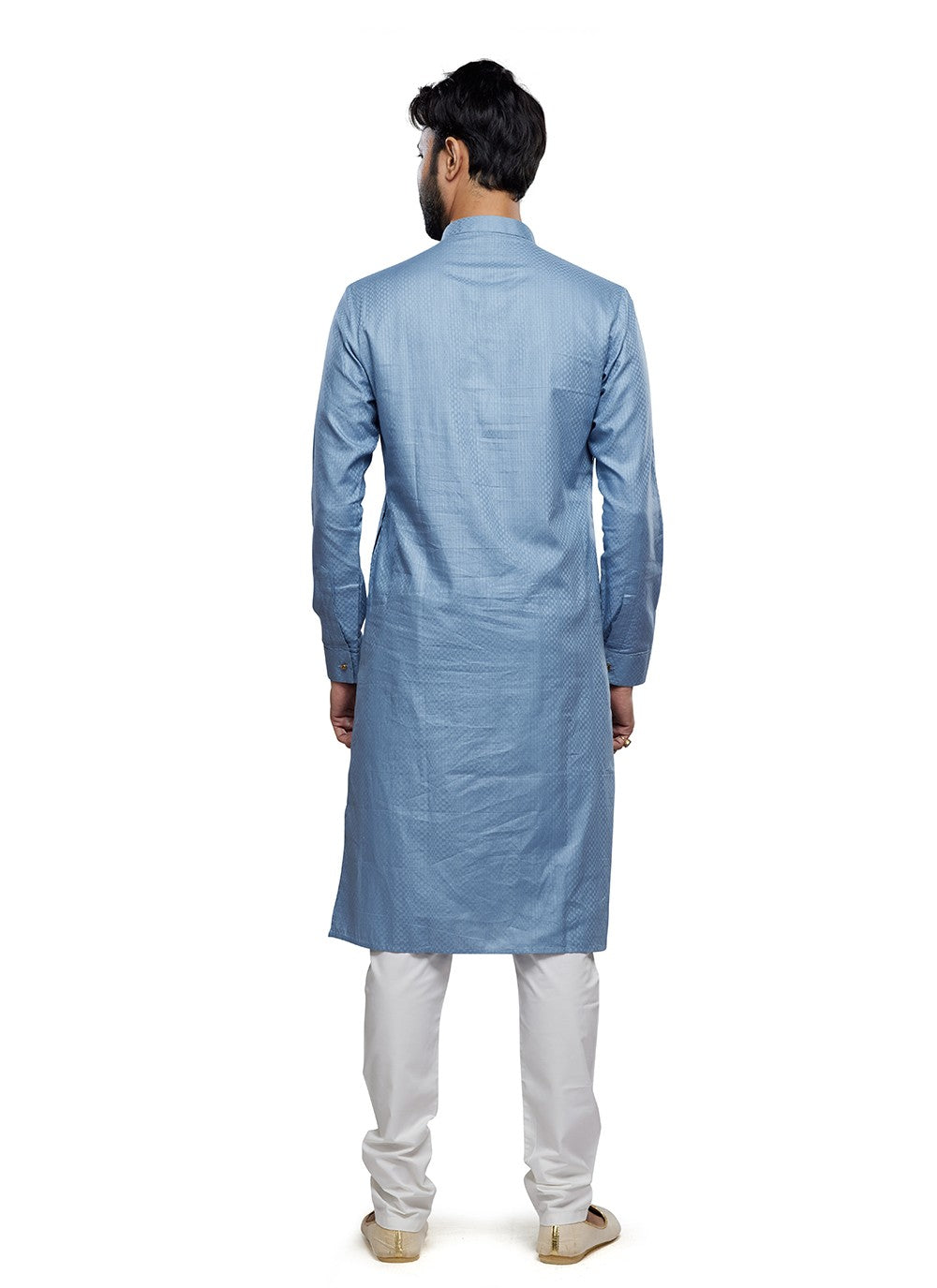 Printed Art Silk Blue Kurta Pyjama - M6762