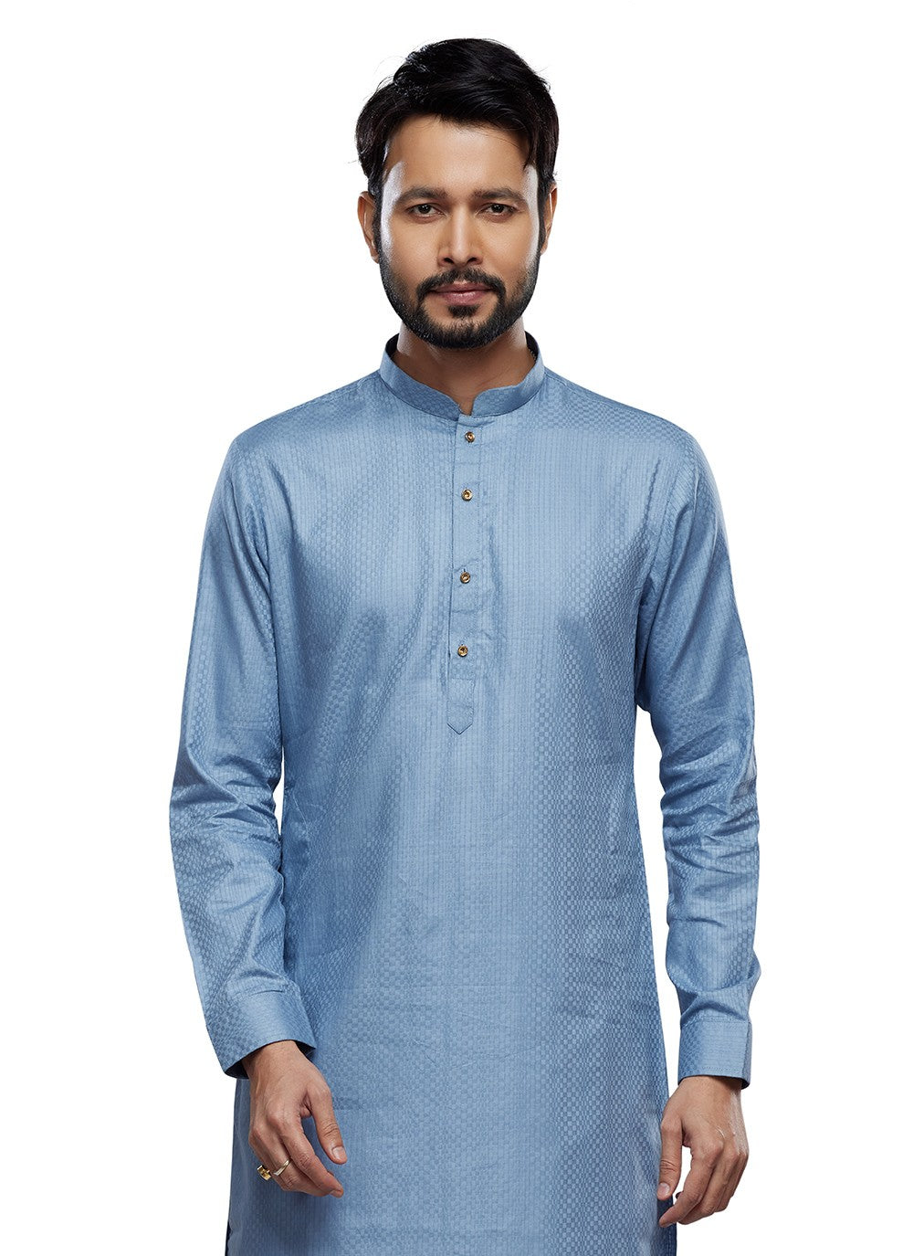 Printed Art Silk Blue Kurta Pyjama - M6762