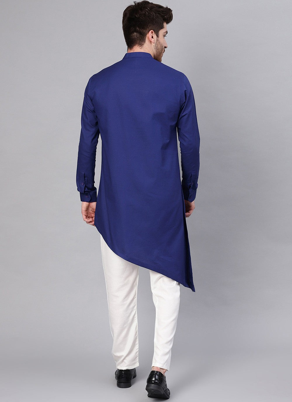 Plain Blended Cotton Blue Indo Western - M2449