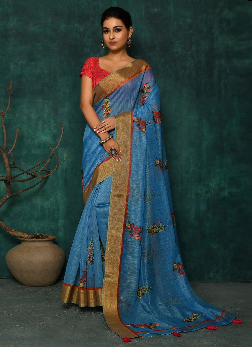 Classic Digital Print Faux Georgette Saree - S2342