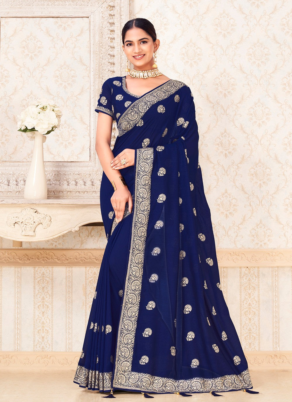 Classic Zari Vichitra Silk Saree - S9733