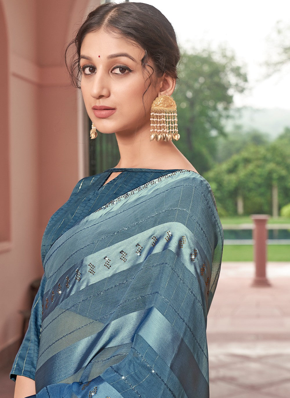 Contemporary Sequins Chiffon Saree - S3323