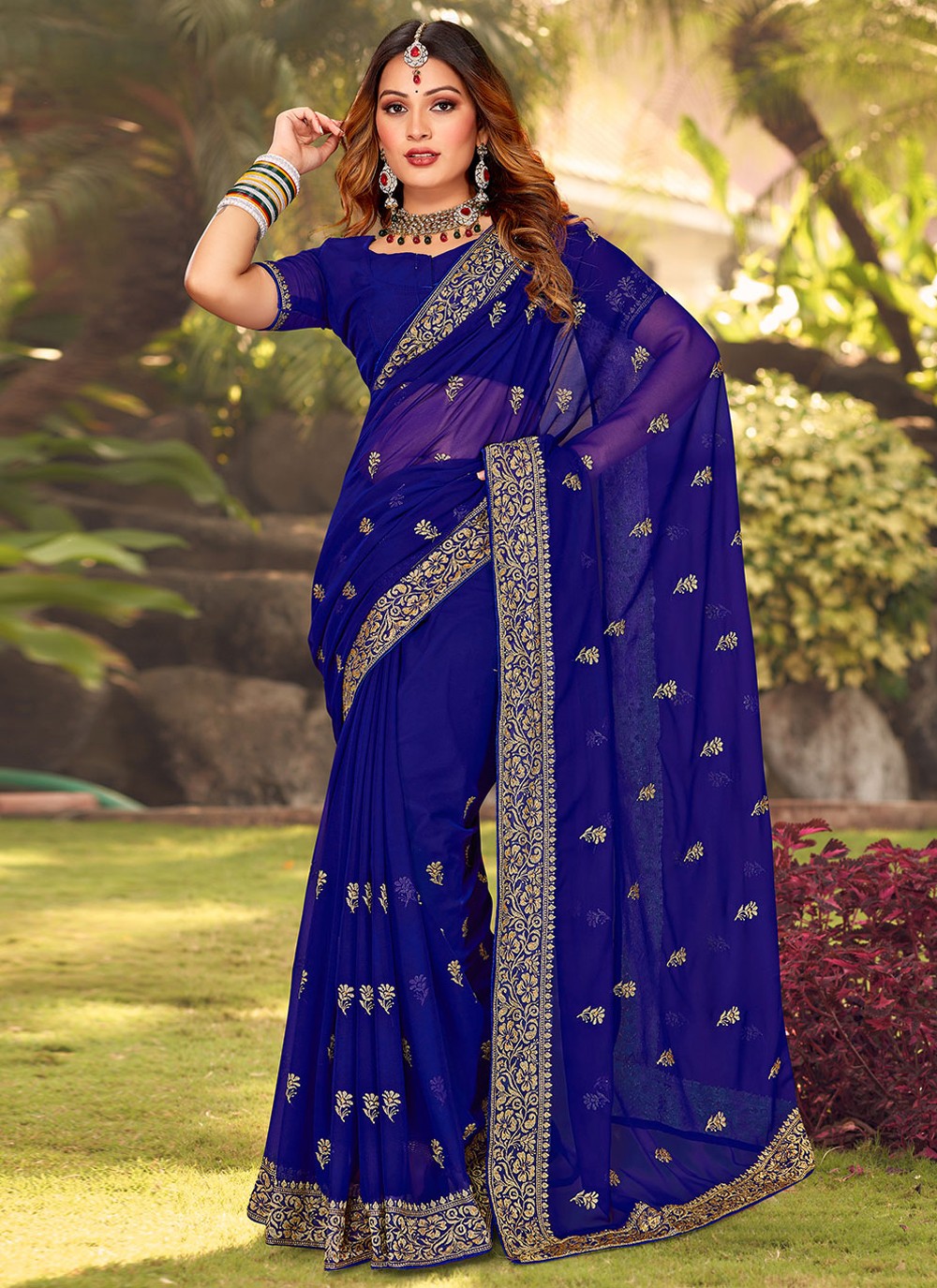 Contemporary Embroidered Georgette Saree - S2966