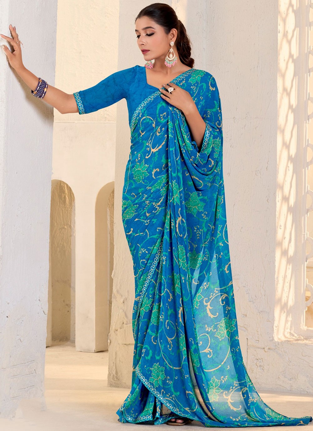 Classic Printed Georgette Saree - S9556