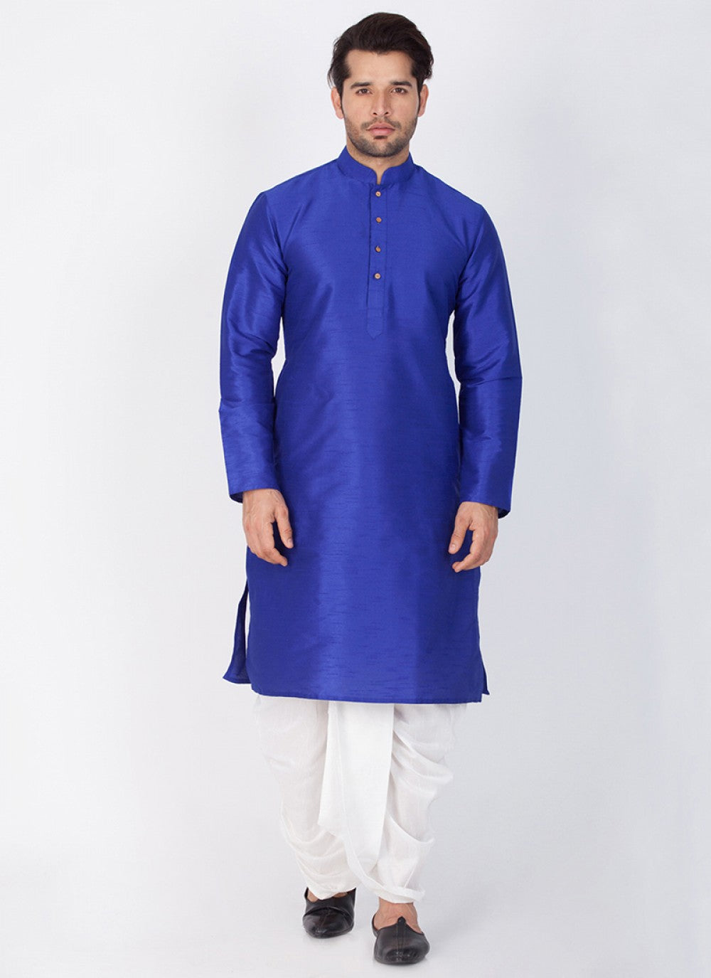 Plain Banarasi Silk Blue Dhoti Kurta - M1344