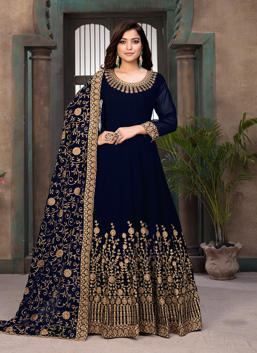 Faux Georgette Floor Length Anarkali - T204