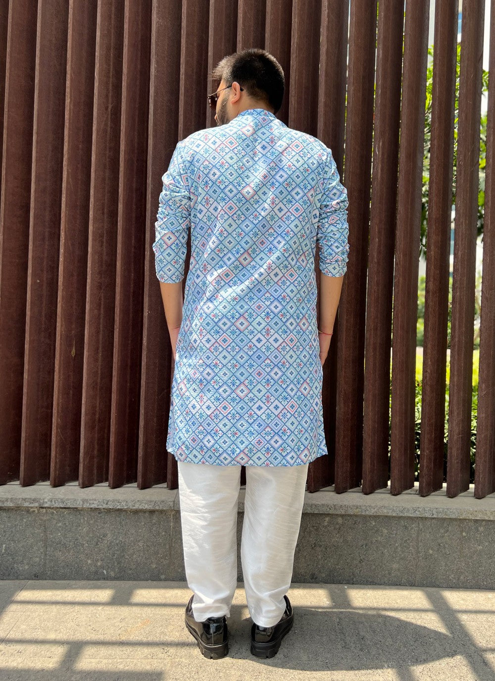 Embroidered Soft Cotton Blue Kurta Pyjama - M5165