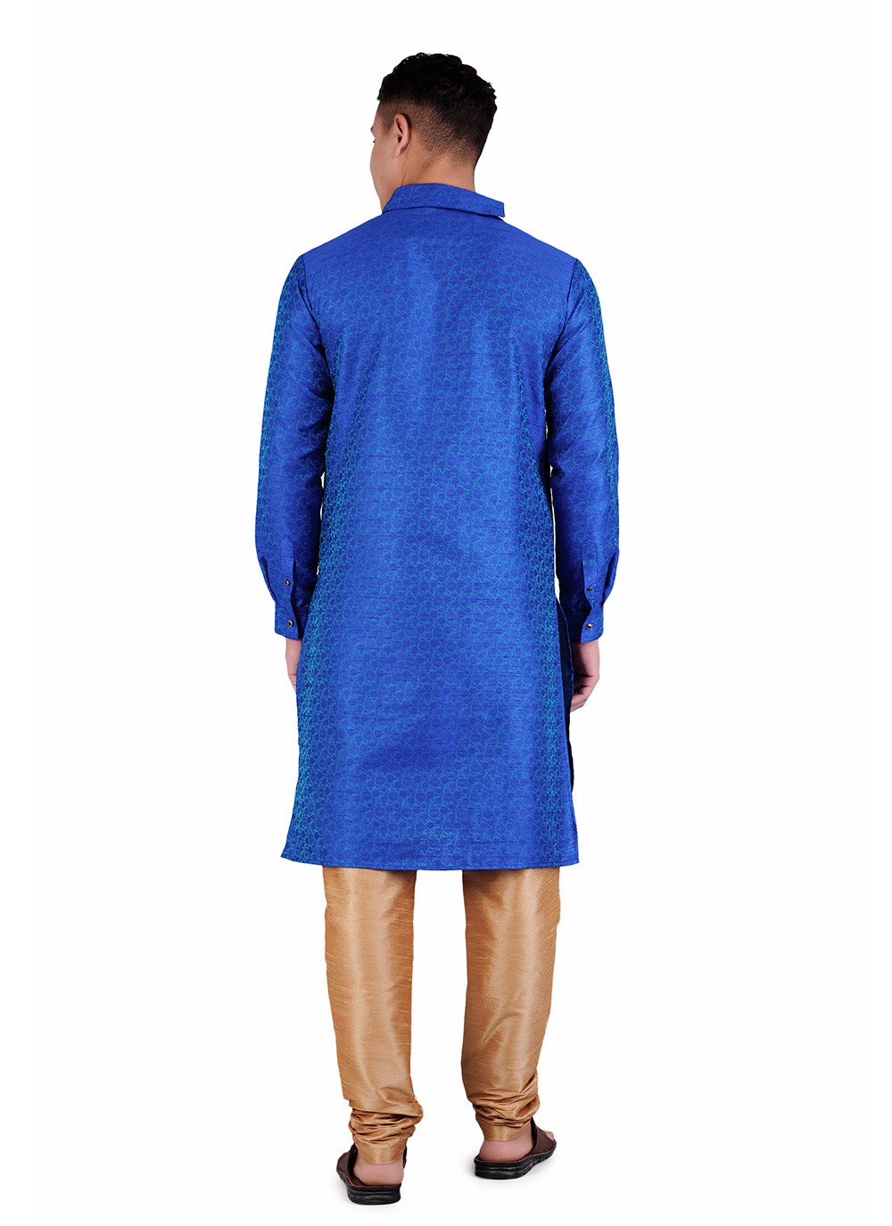 Weaving Zari Jacquard, Satin Blue Kurta Pyjama - M6530