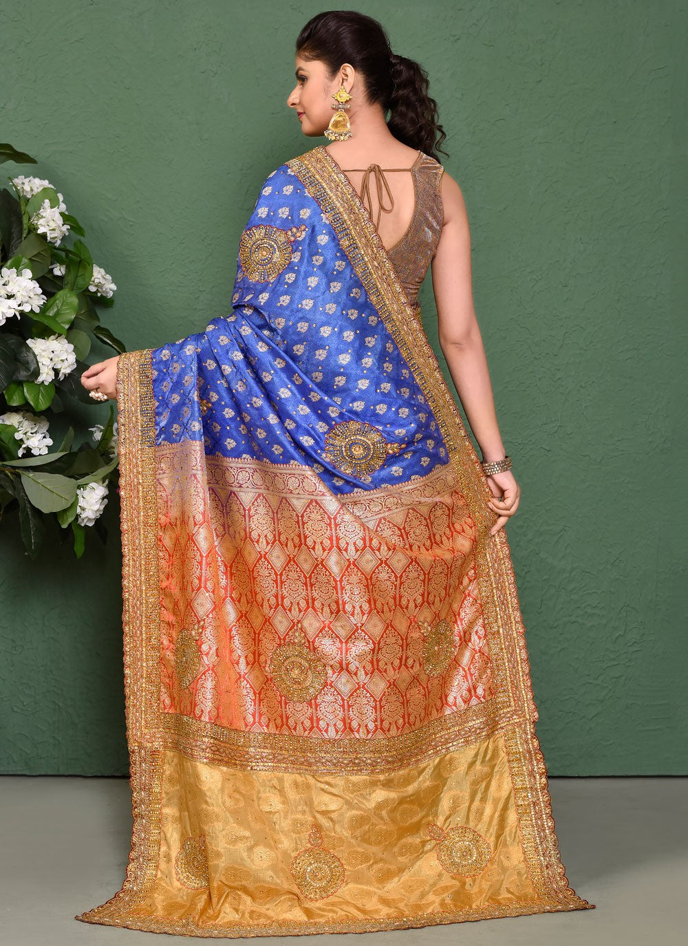 Classic Embroidered Kanjivaram Silk Saree - S7820