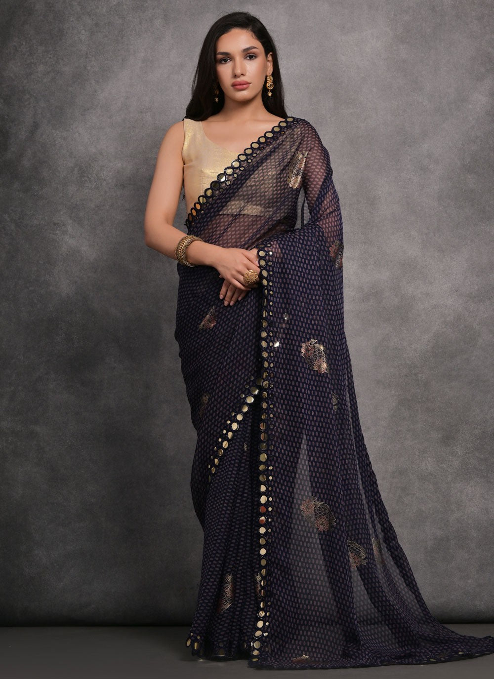 Trendy Border Work Georgette Saree - S4717