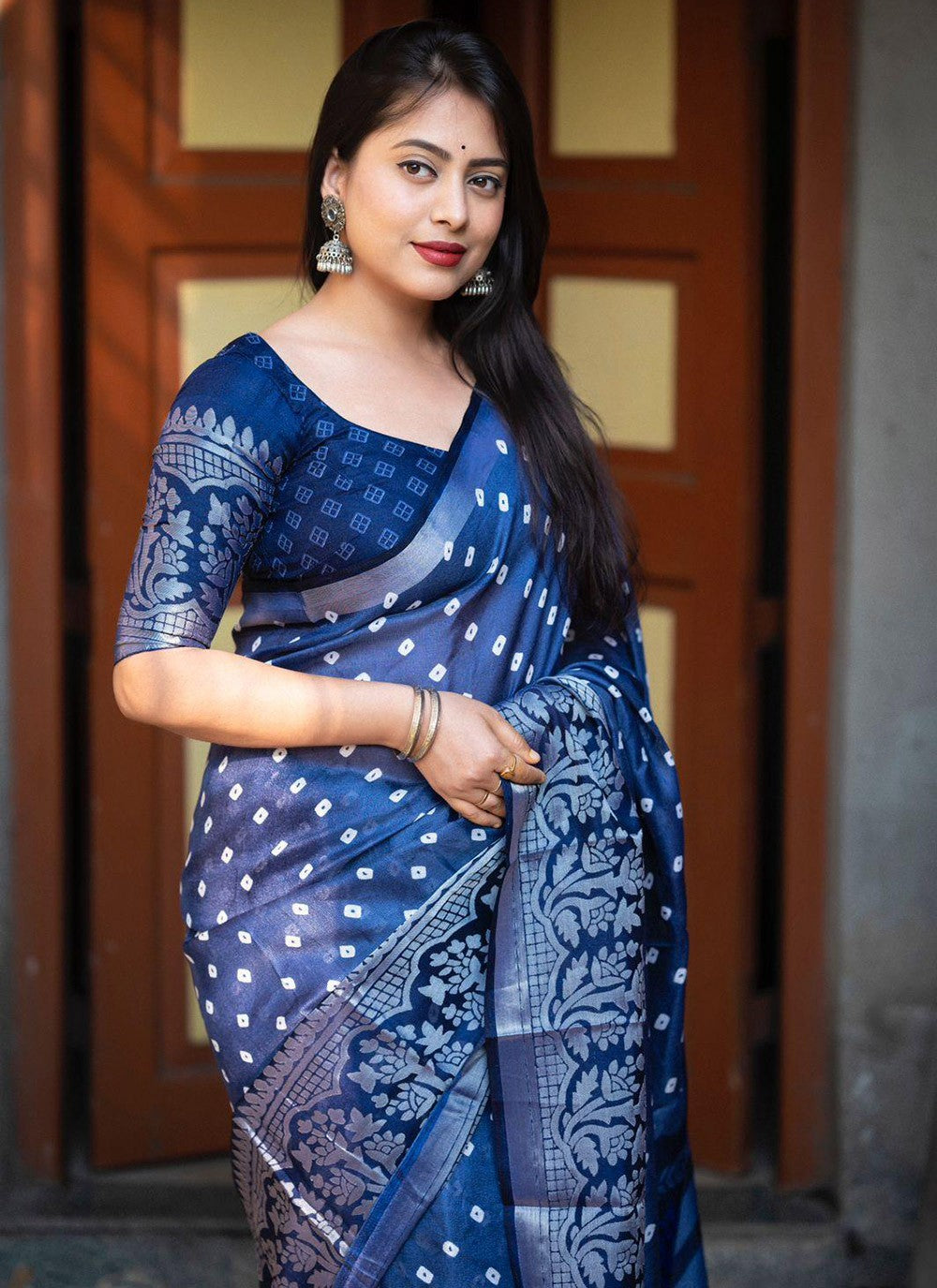 Classic Printed Cotton , Crepe Silk Saree - S5825