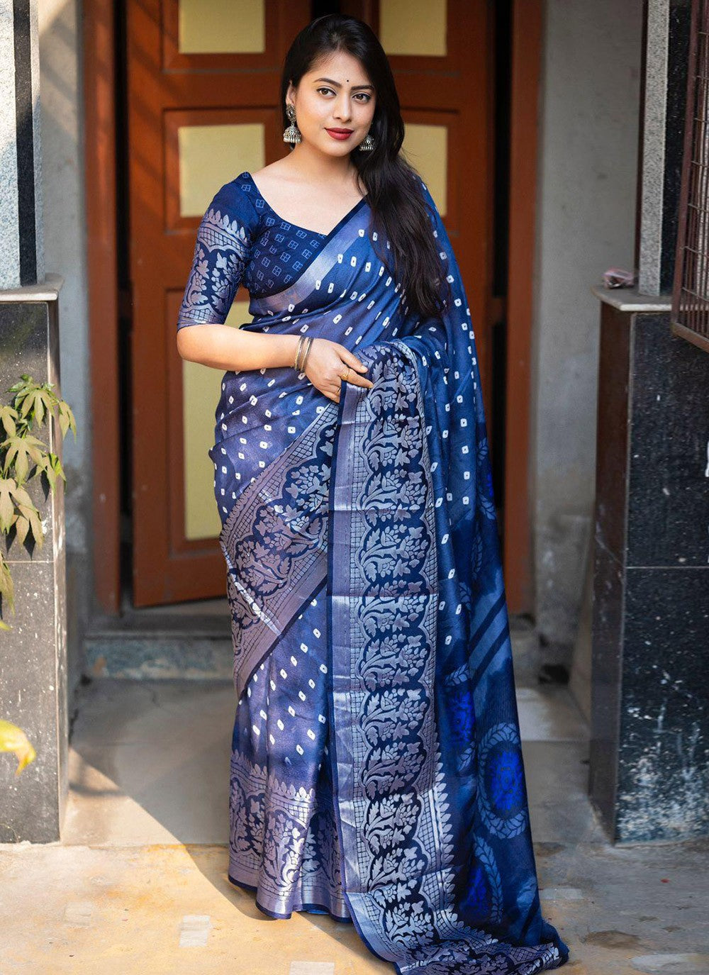 Classic Printed Cotton , Crepe Silk Saree - S5825