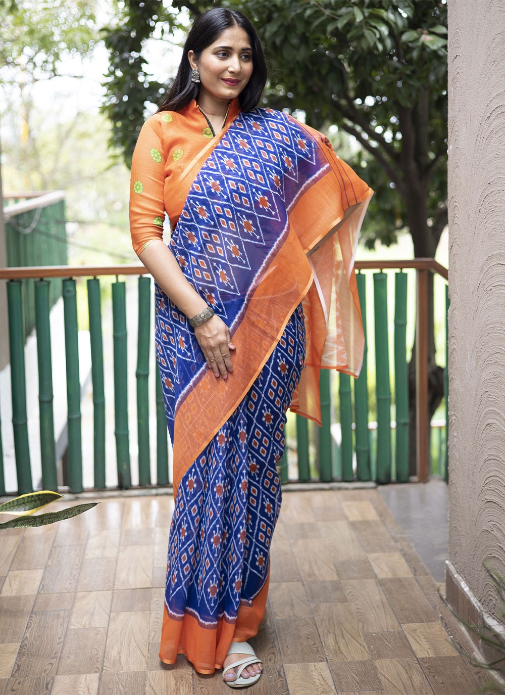 Classic Digital Print Cotton Saree - S2201