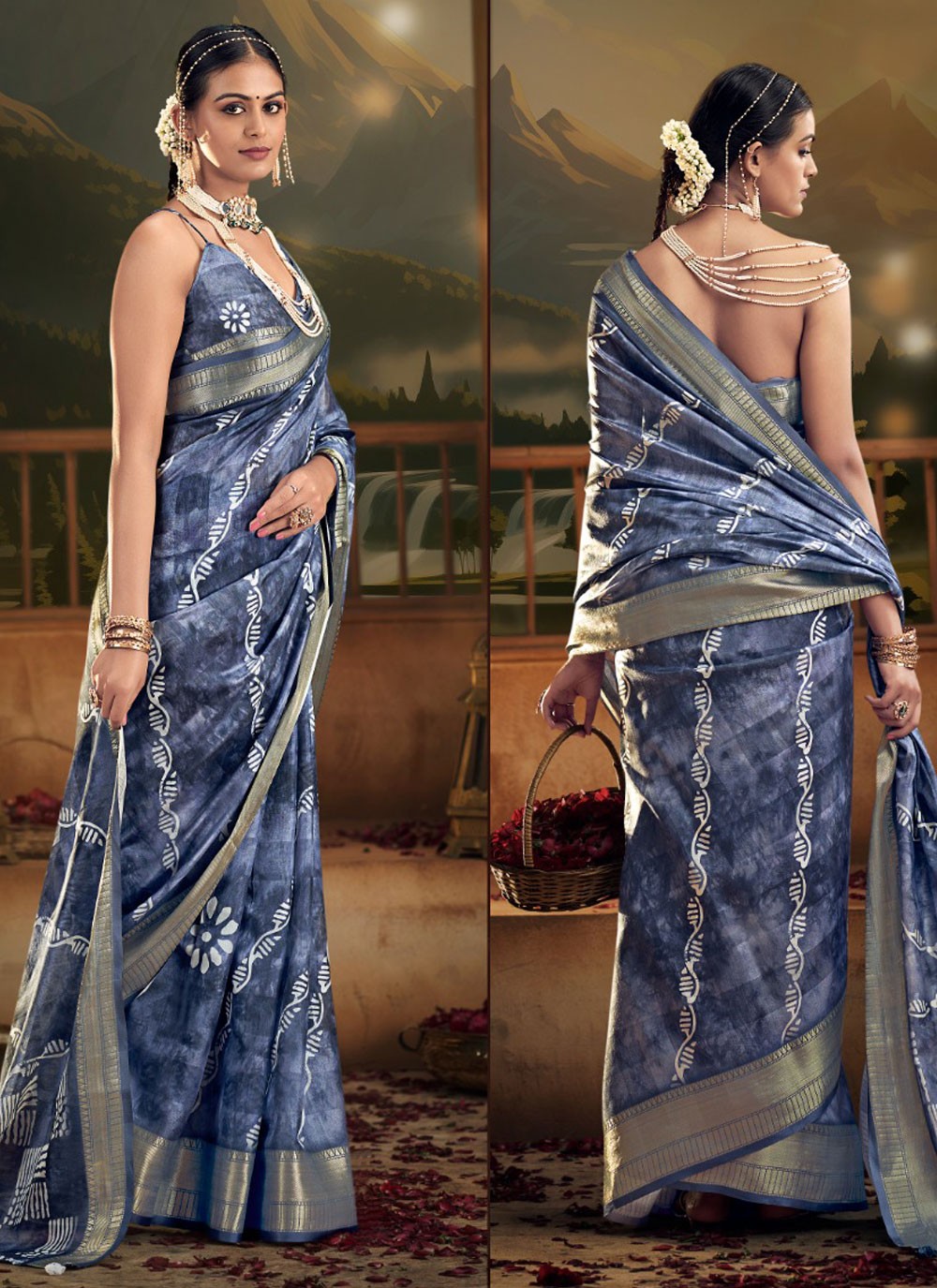 Classic Digital Print Cotton Saree - S6027