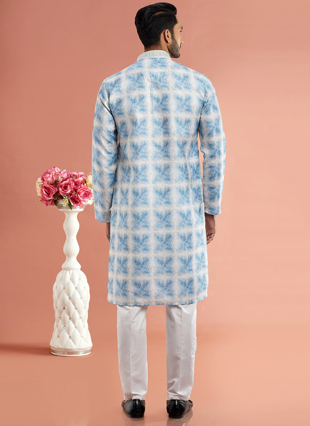 Digital Print Cotton Blue Kurta Pyjama - M7083