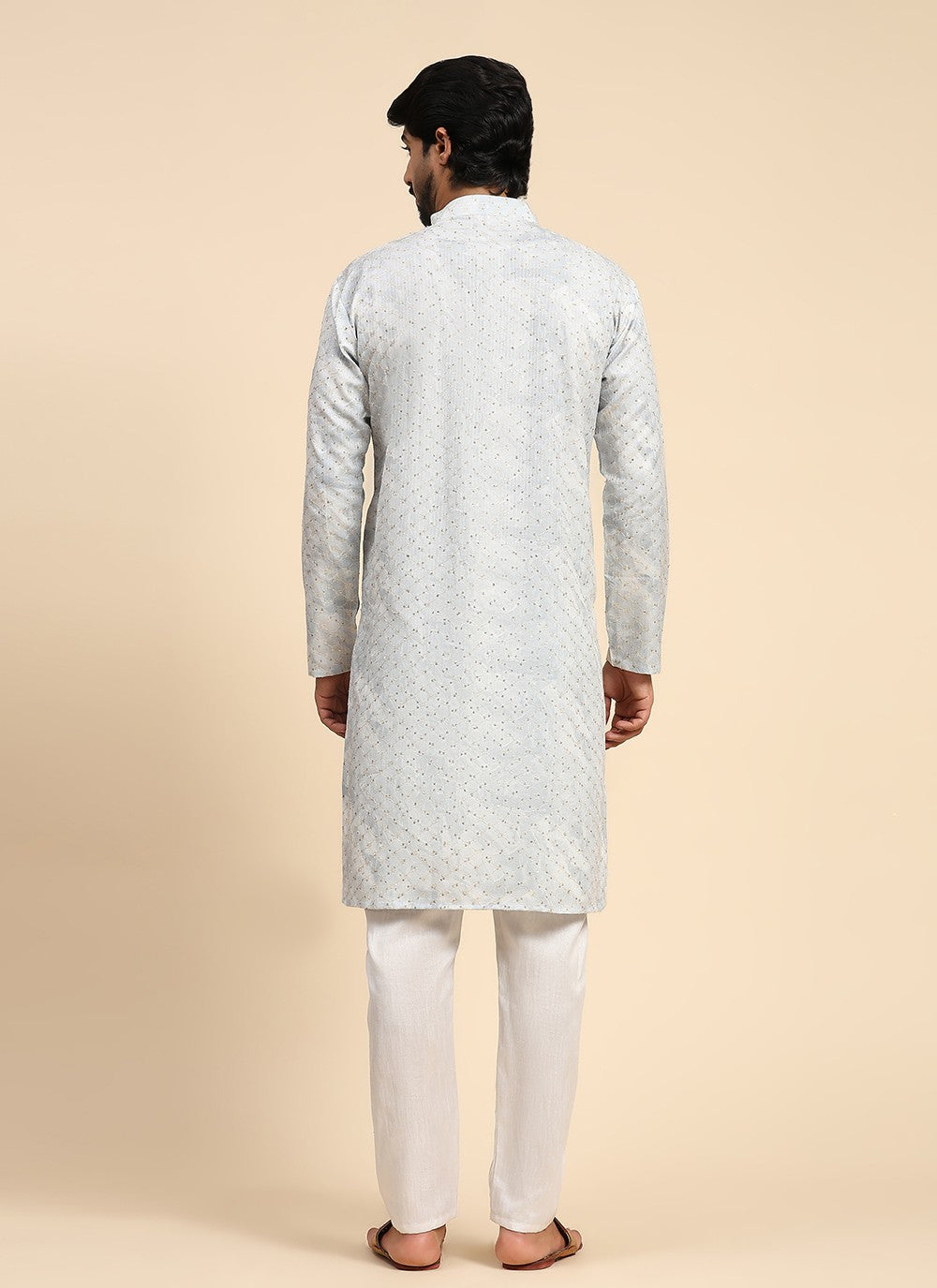 Digital Print Cotton Blue Kurta Pyjama - M8163