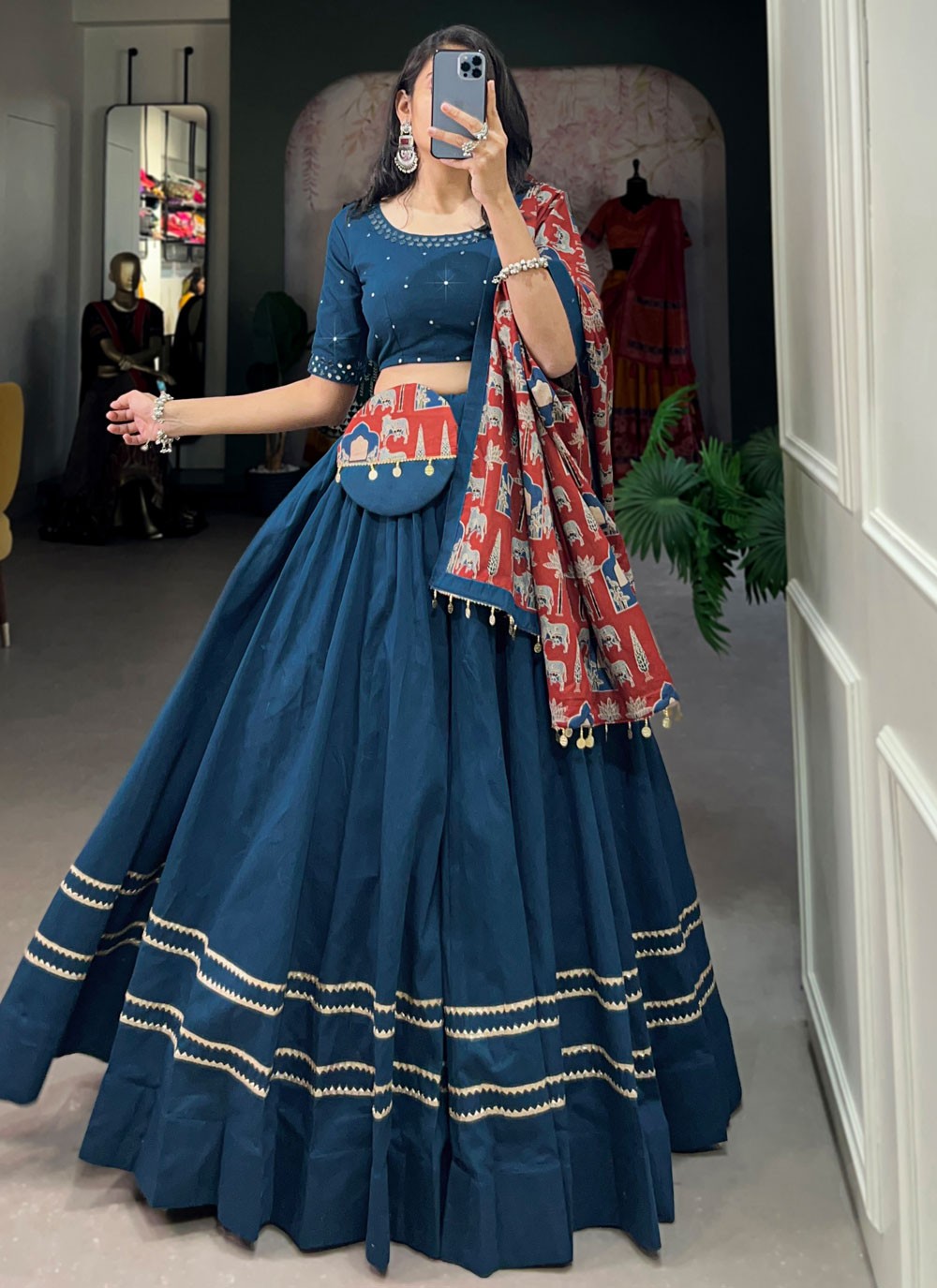 Plain Cotton A - Line Lehenga - L2023