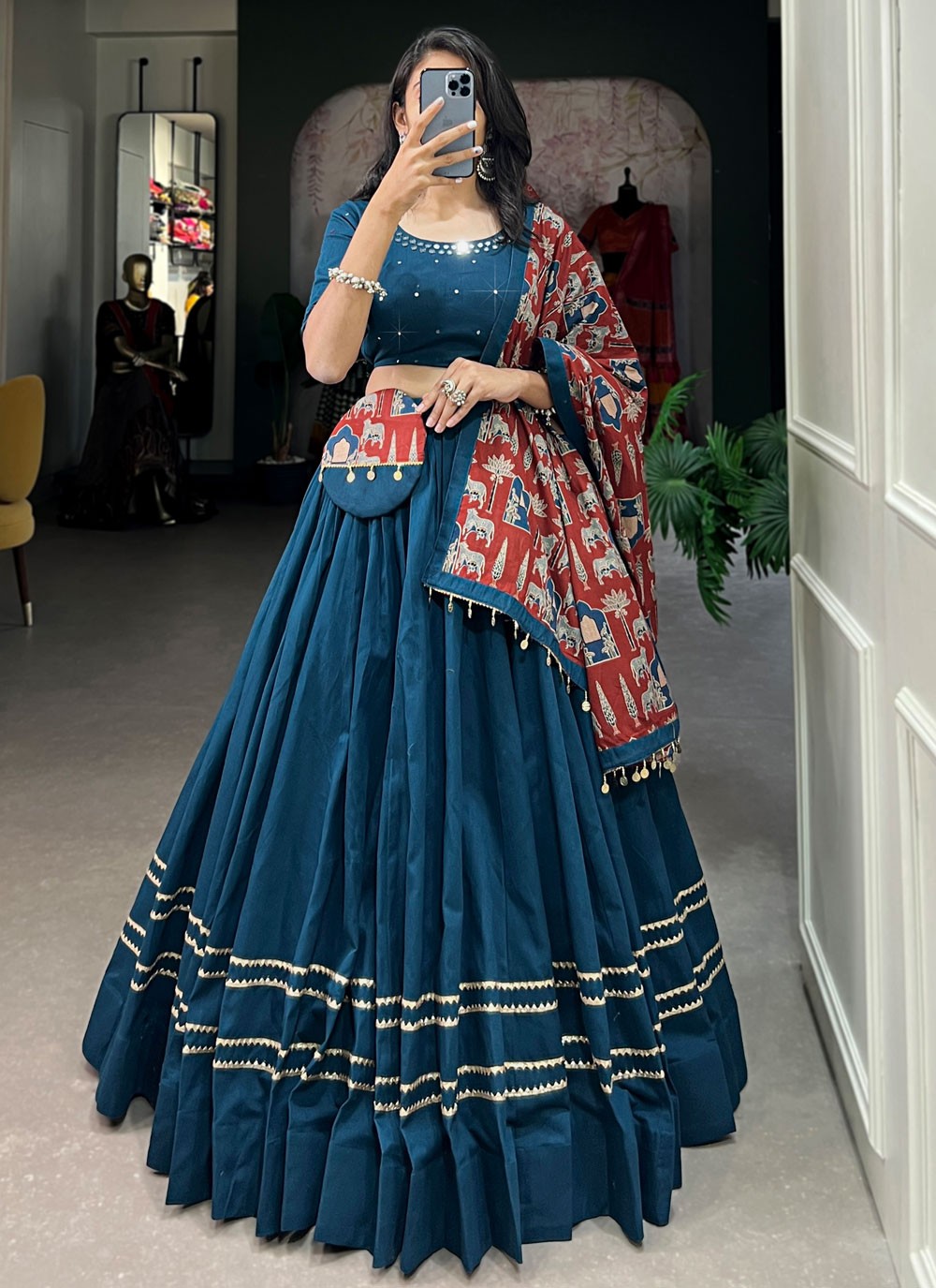 Plain Cotton A - Line Lehenga - L2023