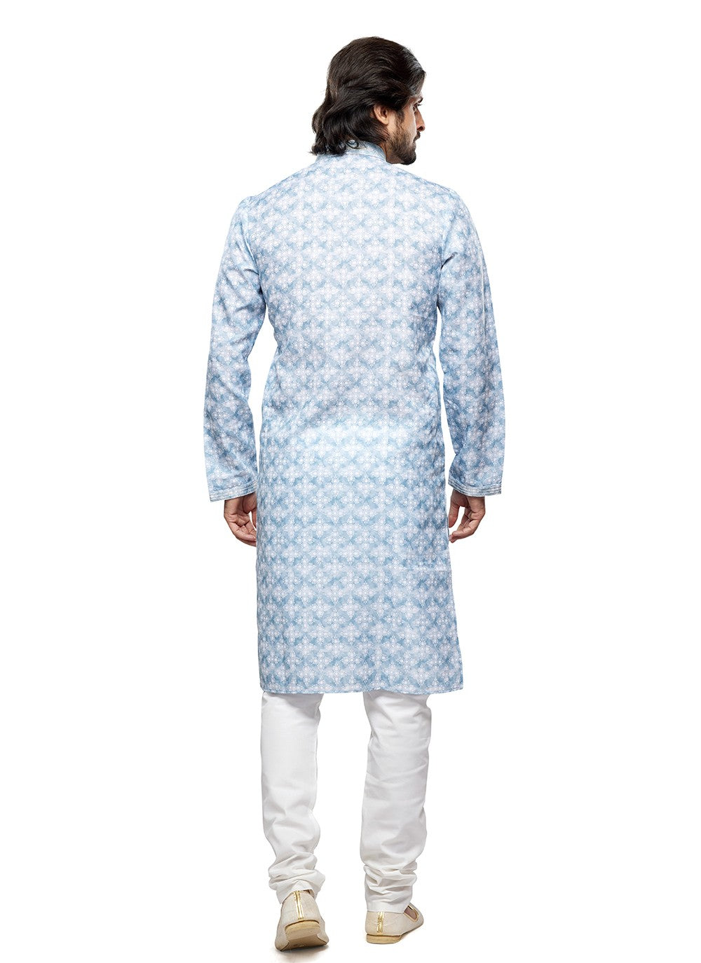 Digital Print Cotton Blue Kurta Pyjama - M6740