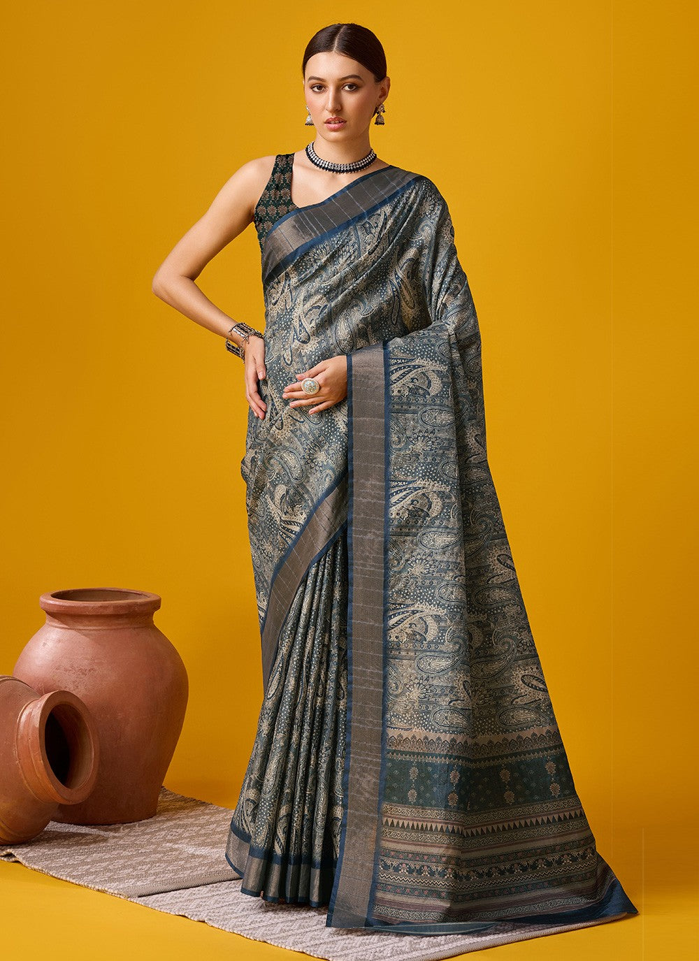 Classic Digital Print Cotton Saree - S6142