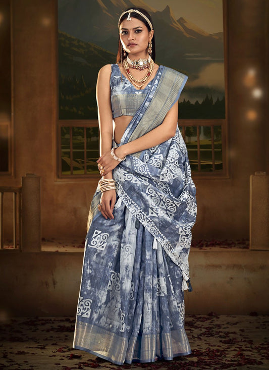 Classic Digital Print Cotton Saree - S6027