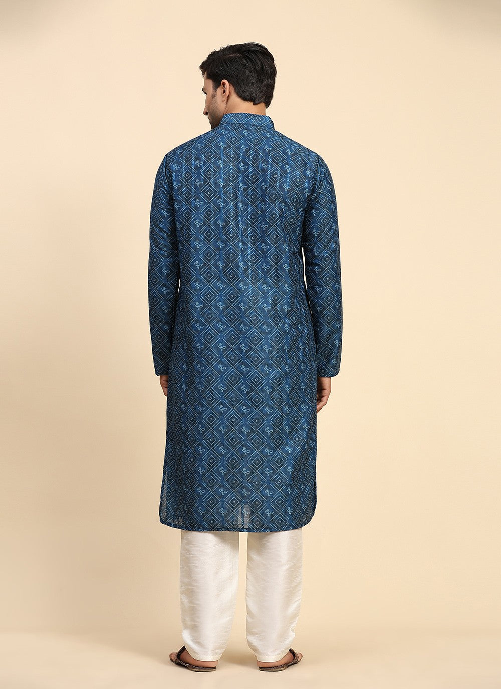 Digital Print Cotton Blue Kurta Pyjama - M8142