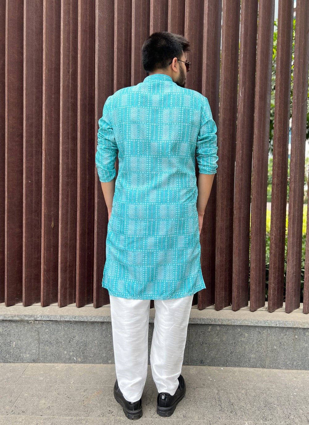 Embroidered Soft Cotton Blue Kurta Pyjama - M5167