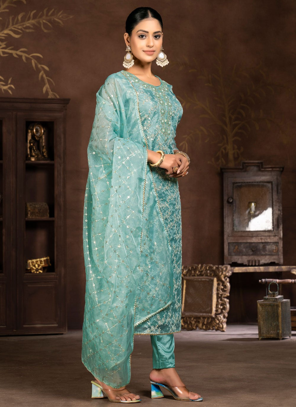 Organza Pant Style Suit - T2093