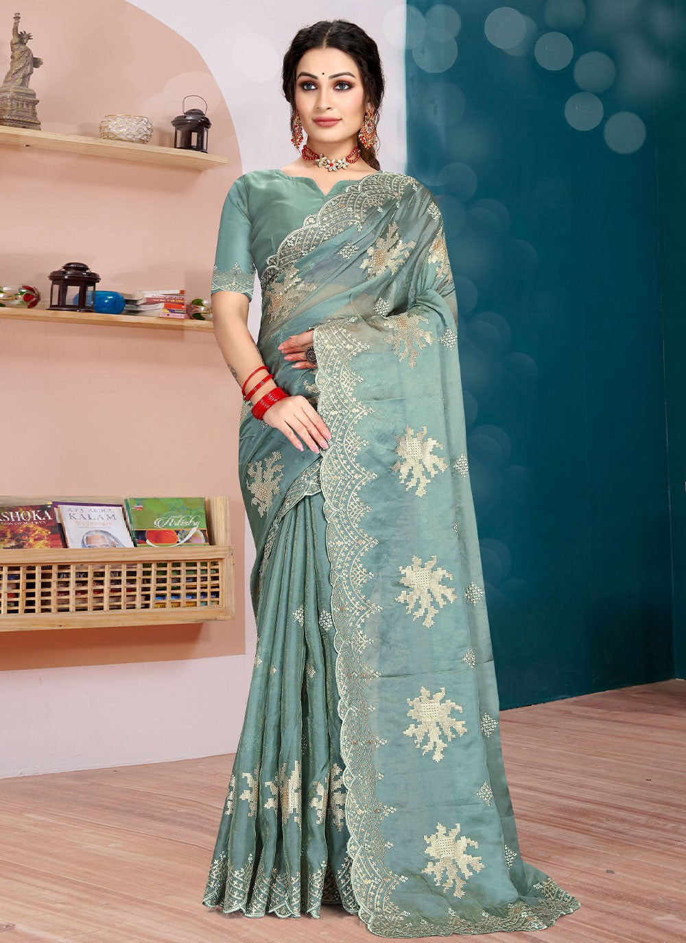 Saree Diamond Organza, Silk Saree - S2427