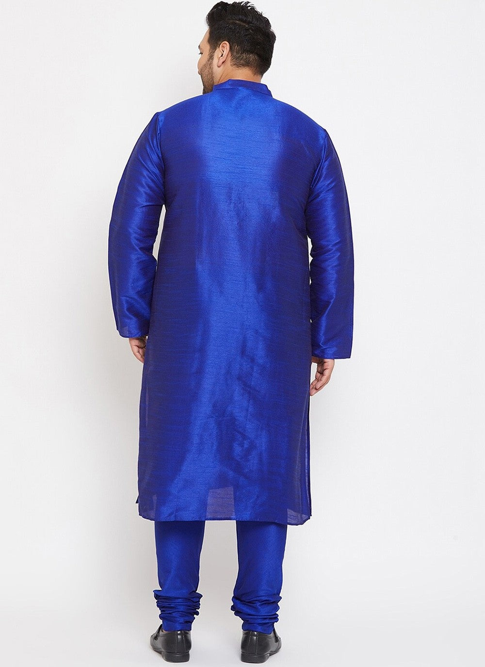 Plain Dupion Silk Blue Kurta Pyjama - M2623