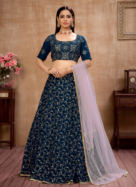 Fancy Work Faux Georgette A - Line Lehenga - L0152