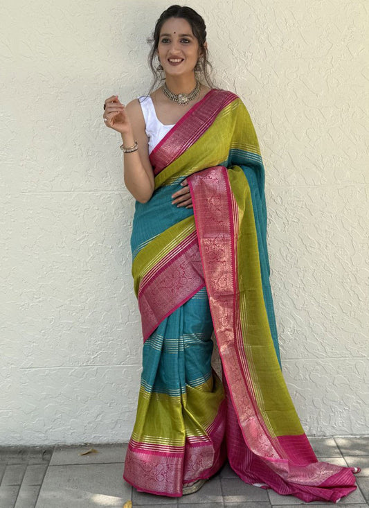 Foliage Prints Pure Dola Saree - S11844