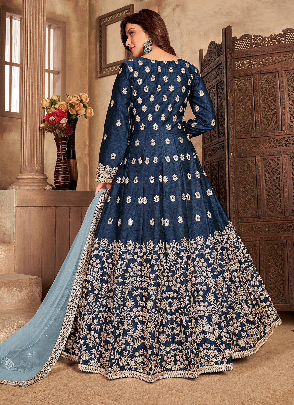 Art Silk Floor Length Anarkali - T618