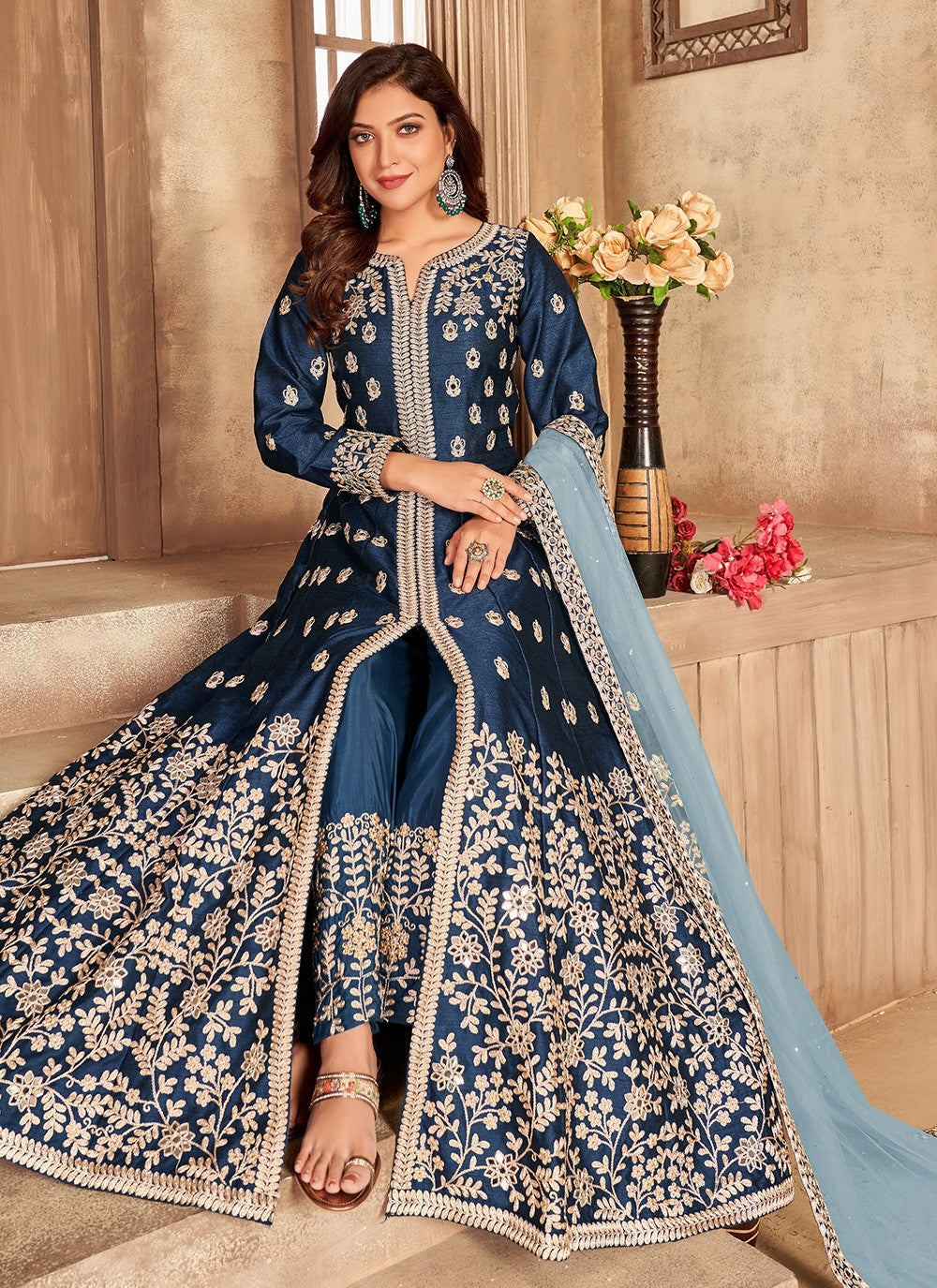 Art Silk Floor Length Anarkali - T618