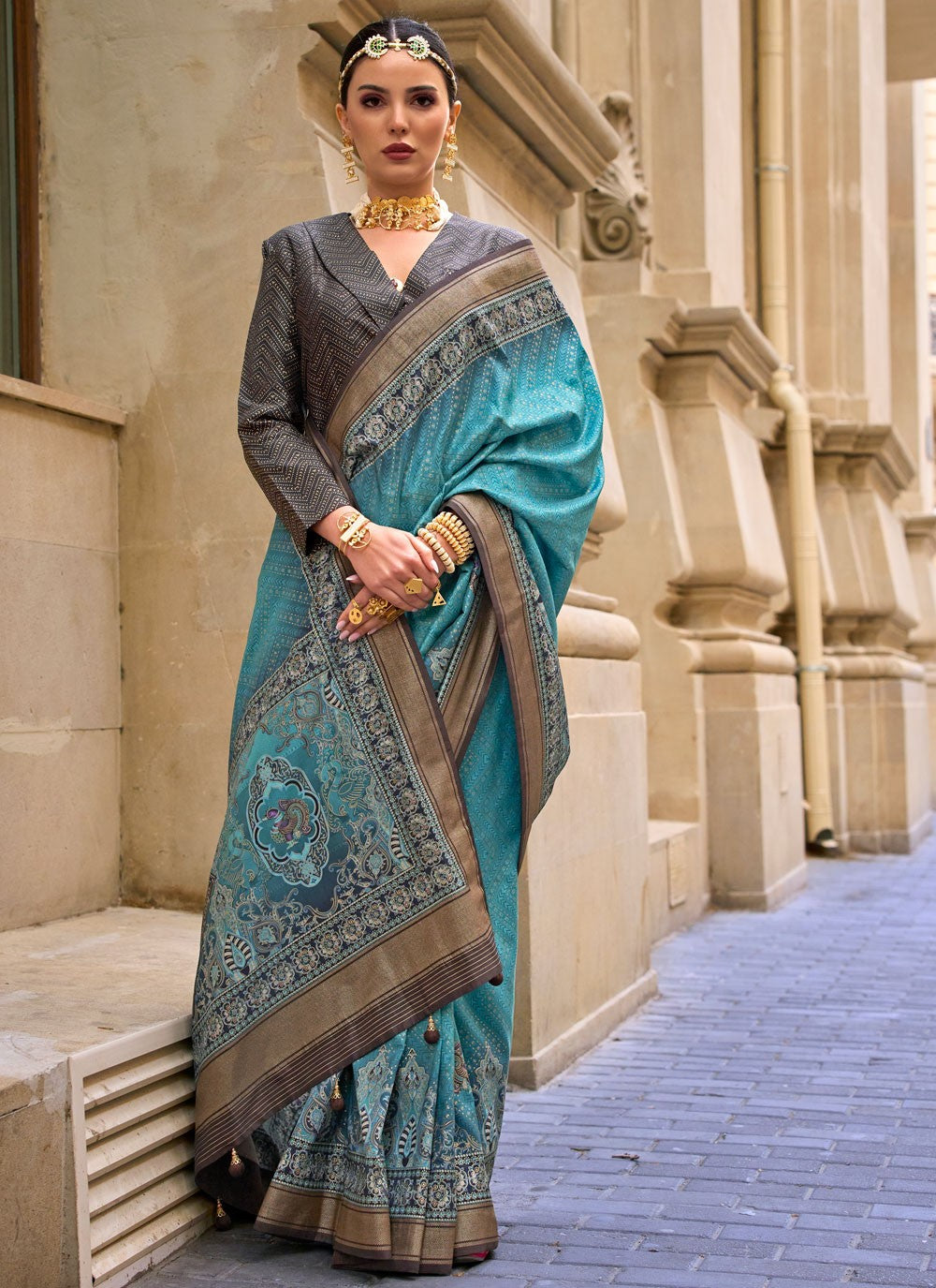 Foliage Prints Silk Saree - S11931