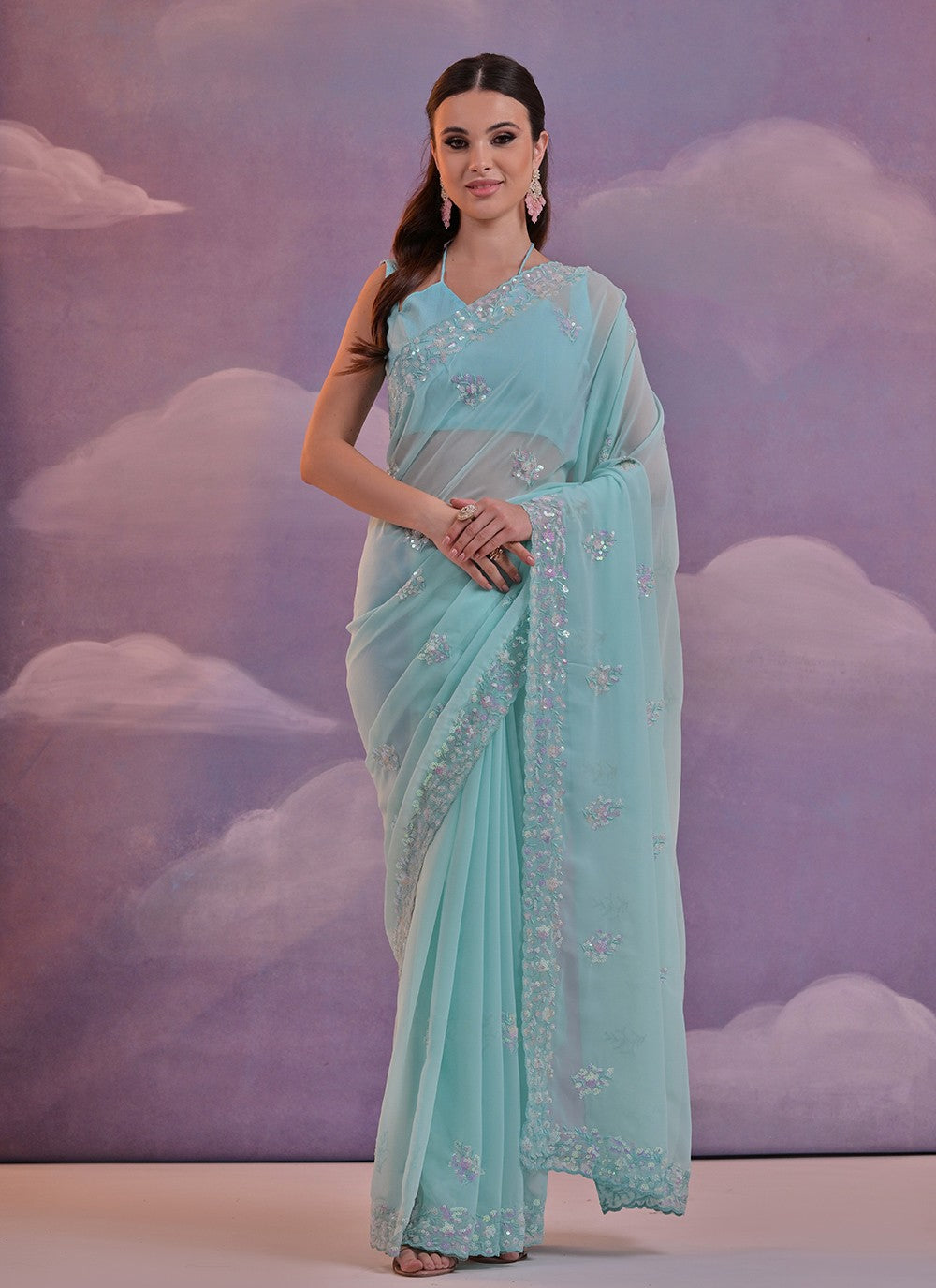 Casual Embroidered Georgette Saree - S6510