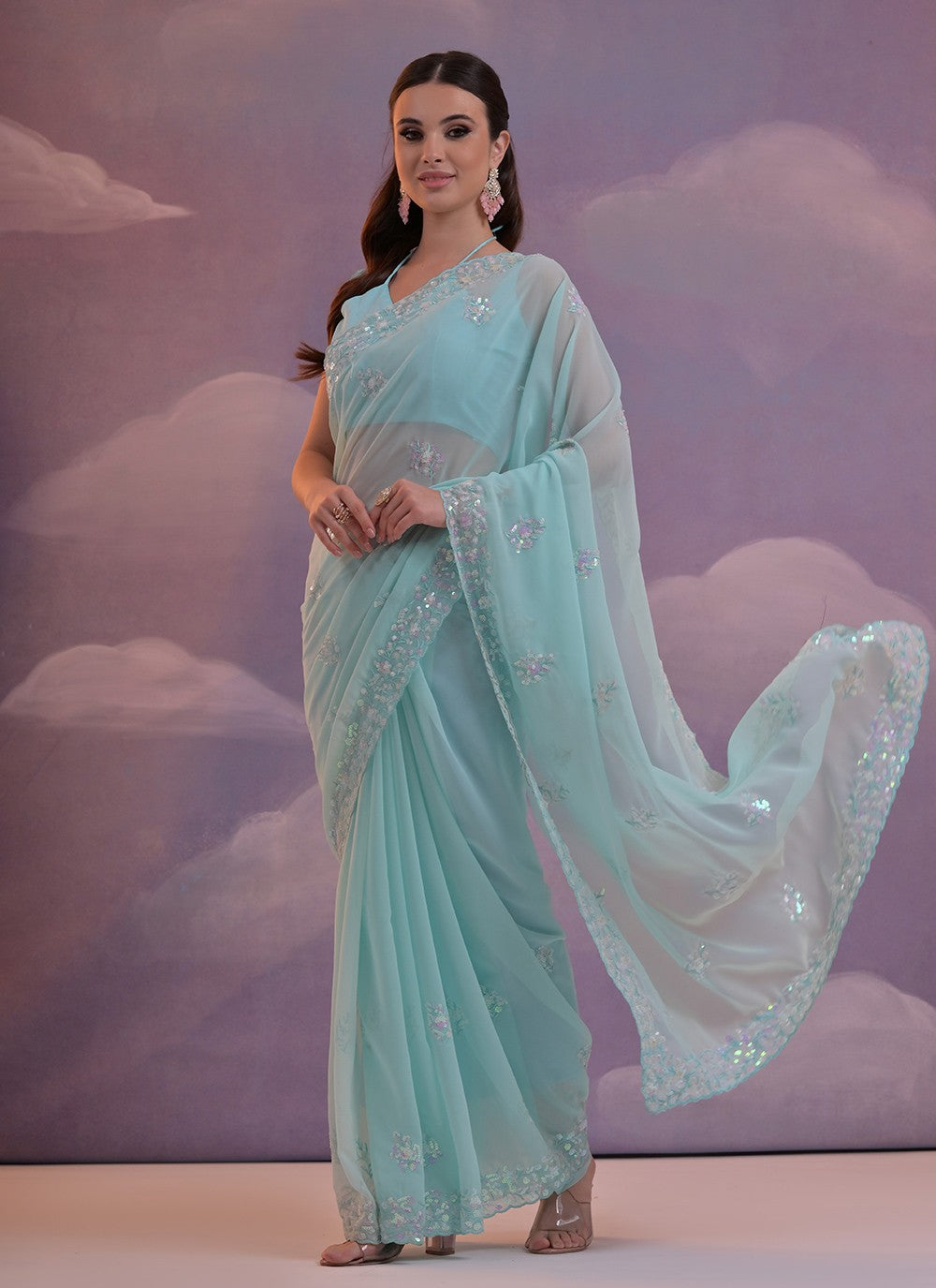 Casual Embroidered Georgette Saree - S6510