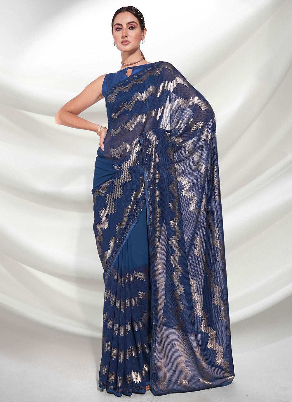 Classic Embroidered Georgette Saree - S3097