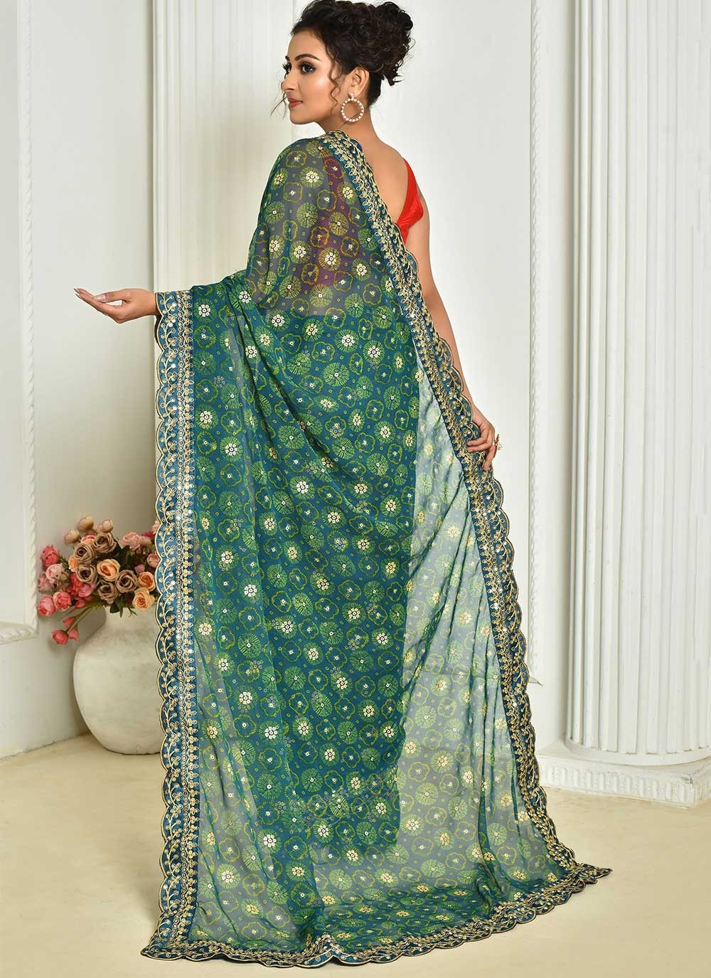 Classic Embroidered Georgette Saree - S2442