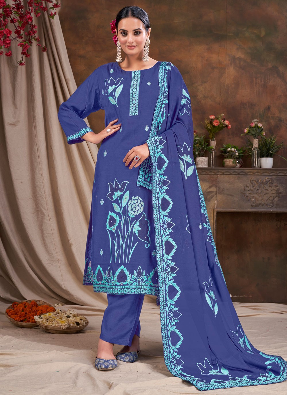 Jacquard, Viscose Salwar Suit - T2229