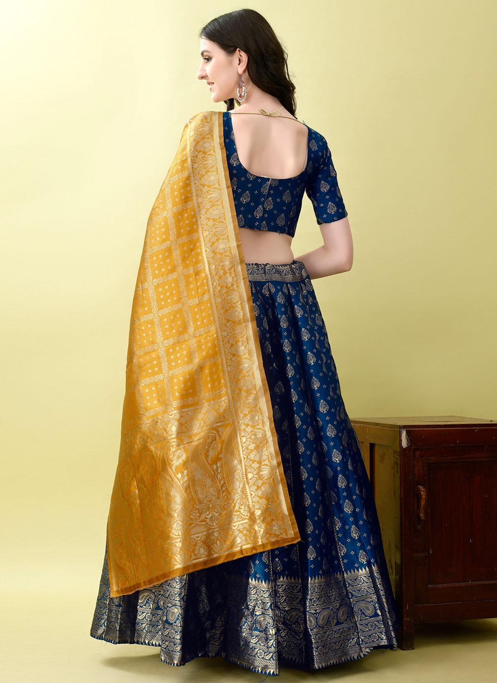 Jacquard Work Jacquard Silk A - Line Lehenga - L2180