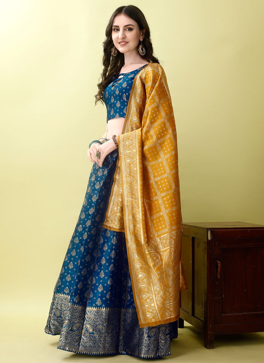 Jacquard Work Jacquard Silk A - Line Lehenga - L2180